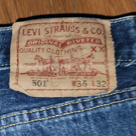 3PR MENS LEVIS 501 BUTTON FLY BLUES JEANS SIZE 34 X 34 NO SEPARATING - Picture 10 of 12